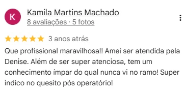 Avaliação real de paciente atendida pela Denise Alves